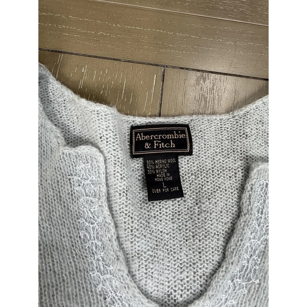 Vintage‎ Abercrombie & Fitch Sweater Womens Large Light Blue Merino Wool Blend